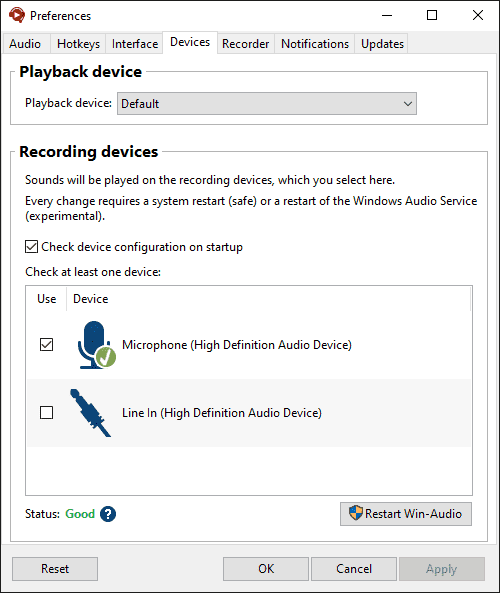 Soundpad device preferences and audio routing settings